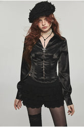 Stretchy Herringbone Satin Shirt